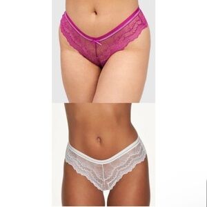NWT Frederick’s of Hollywood 3 Pack Bundle Caroline Panties in White and Purple